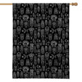Black And White Totem Pattern Print House Flag