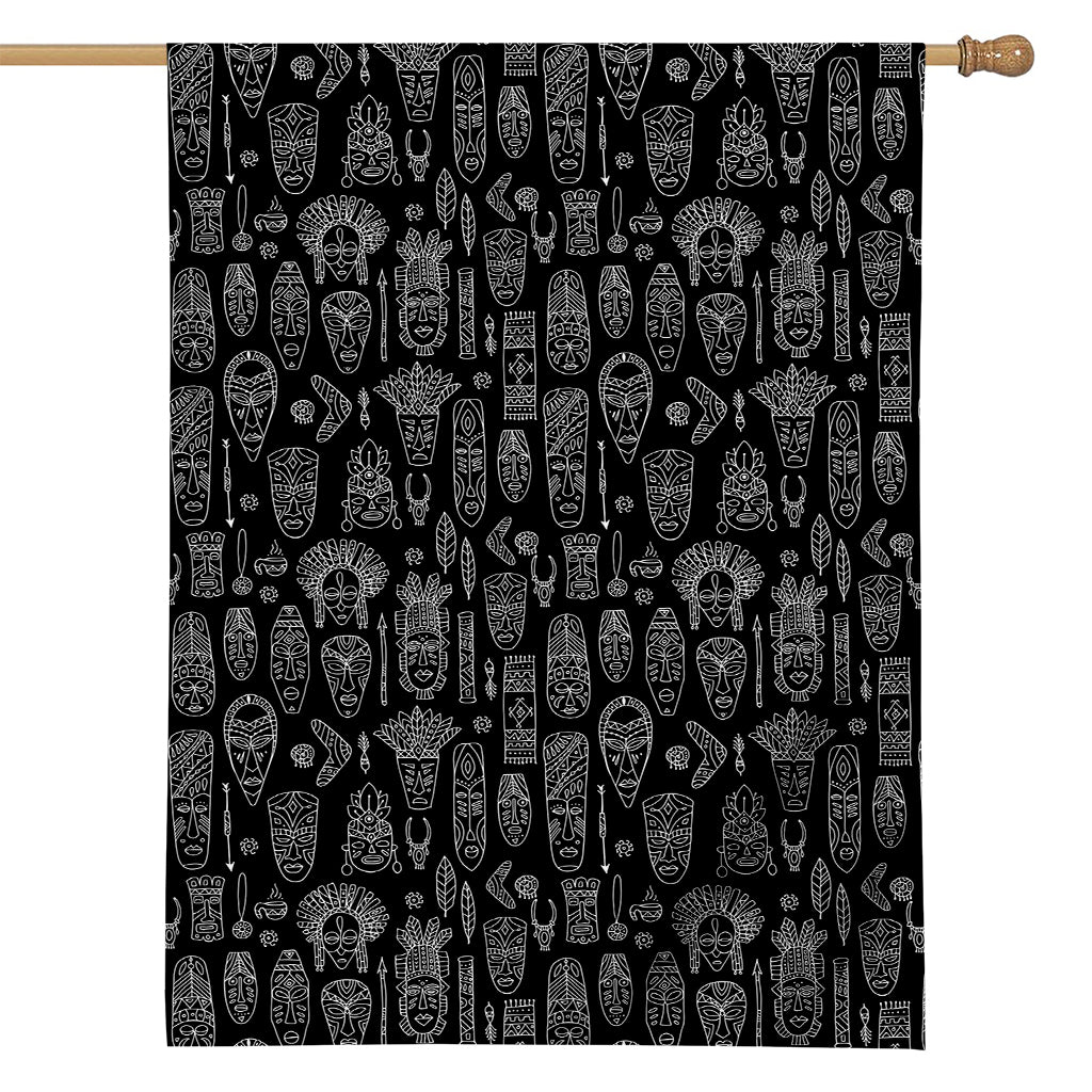 Black And White Totem Pattern Print House Flag