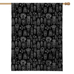 Black And White Totem Pattern Print House Flag