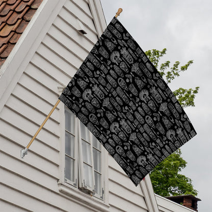 Black And White Totem Pattern Print House Flag
