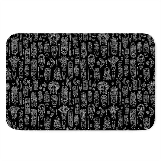 Black And White Totem Pattern Print Indoor Door Mat
