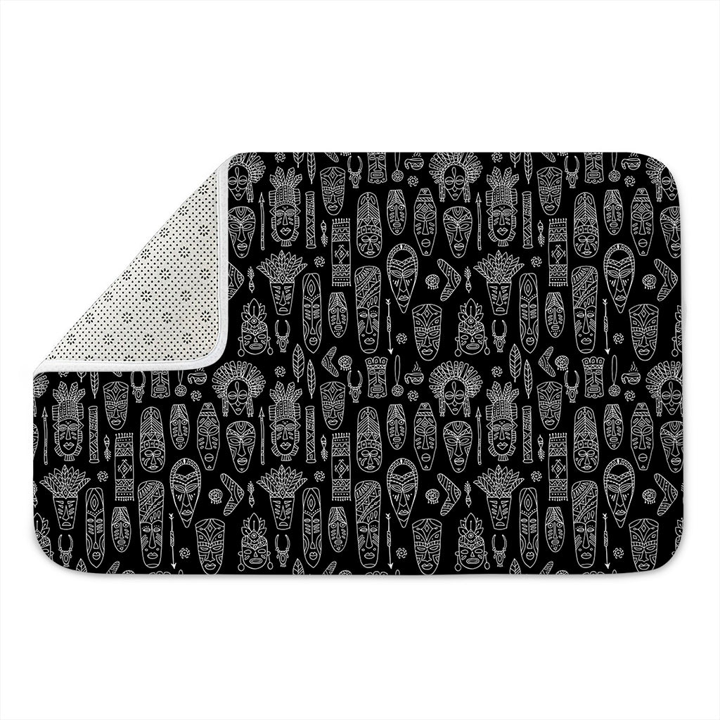 Black And White Totem Pattern Print Indoor Door Mat
