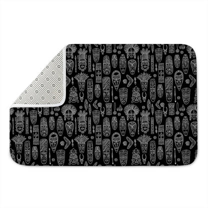 Black And White Totem Pattern Print Indoor Door Mat