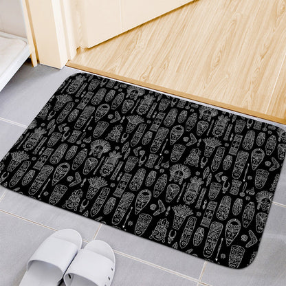 Black And White Totem Pattern Print Indoor Door Mat