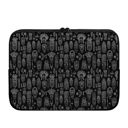 Black And White Totem Pattern Print Laptop Sleeve