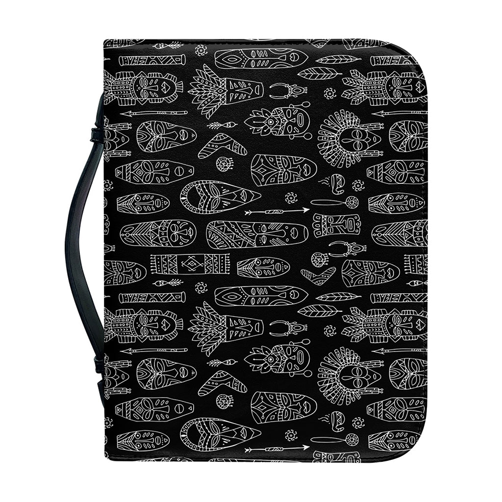 Black And White Totem Pattern Print Leather Bible Cover
