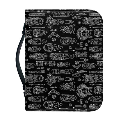 Black And White Totem Pattern Print Leather Bible Cover