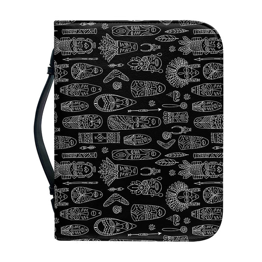 Black And White Totem Pattern Print Leather Bible Cover