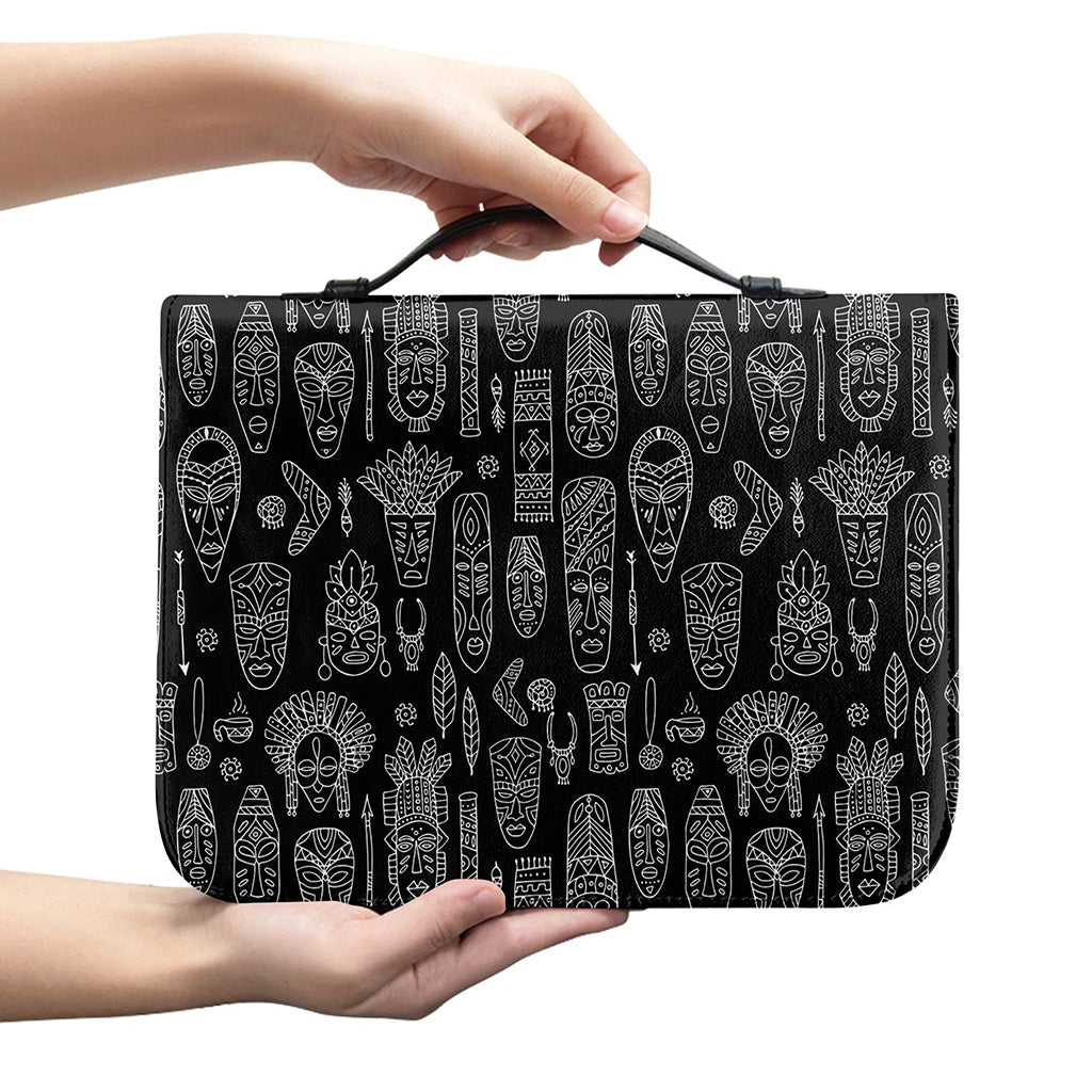 Black And White Totem Pattern Print Leather Bible Cover