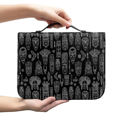 Black And White Totem Pattern Print Leather Bible Cover