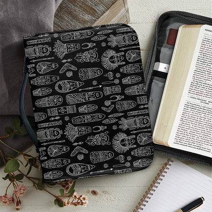 Black And White Totem Pattern Print Leather Bible Cover