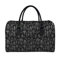 Black And White Totem Pattern Print Leather Duffel Bag