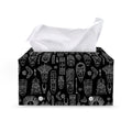 Black And White Totem Pattern Print Leather Tissue Box Cover