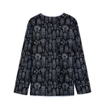 Black And White Totem Pattern Print Long Sleeve Short Coat