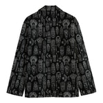 Black And White Totem Pattern Print Men's Blazer