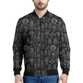 Black And White Totem Pattern Print Men's Bomber Jacket