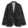 Black And White Totem Pattern Print Men's Cotton Blazer