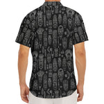 Black And White Totem Pattern Print Men's Deep V-Neck Shirt