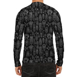 Black And White Totem Pattern Print Men's Long Sleeve Rash Guard