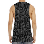 Black And White Totem Pattern Print Men's Muscle Tank Top