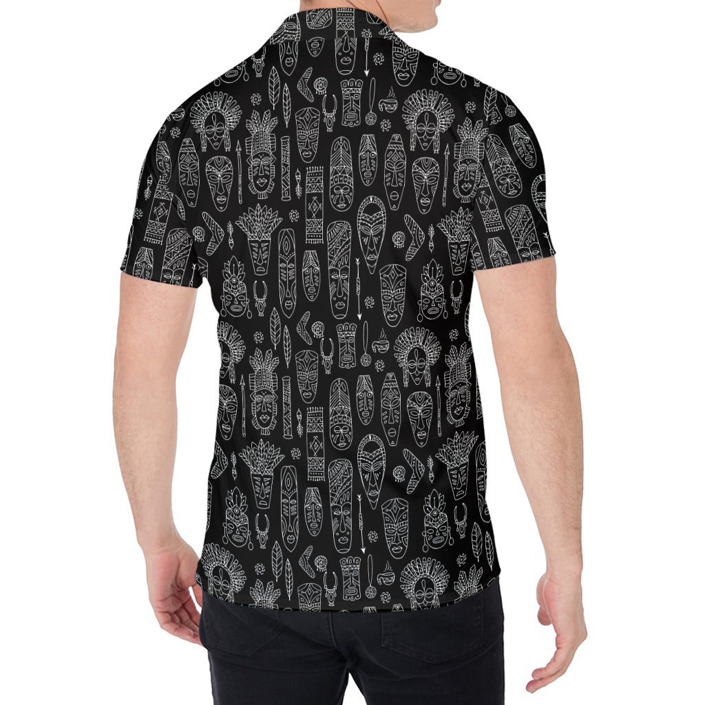 Black And White Totem Pattern Print Men's Shirt