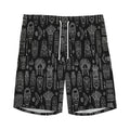 Black And White Totem Pattern Print Men's Athletic Shorts