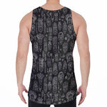 Black And White Totem Pattern Print Men's Velvet Tank Top
