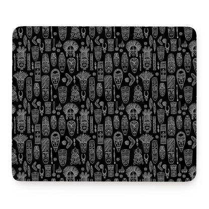 Black And White Totem Pattern Print Mouse Pad