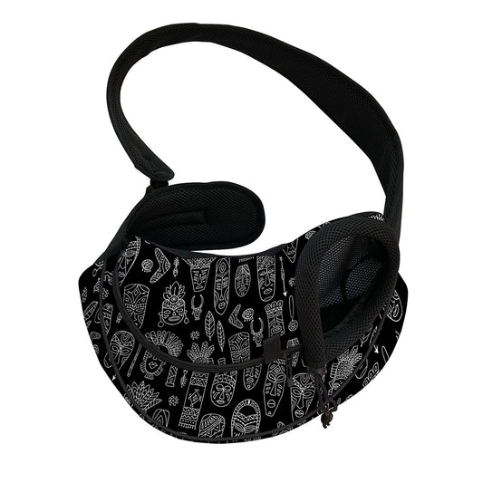 Black And White Totem Pattern Print Pet Sling Carrier
