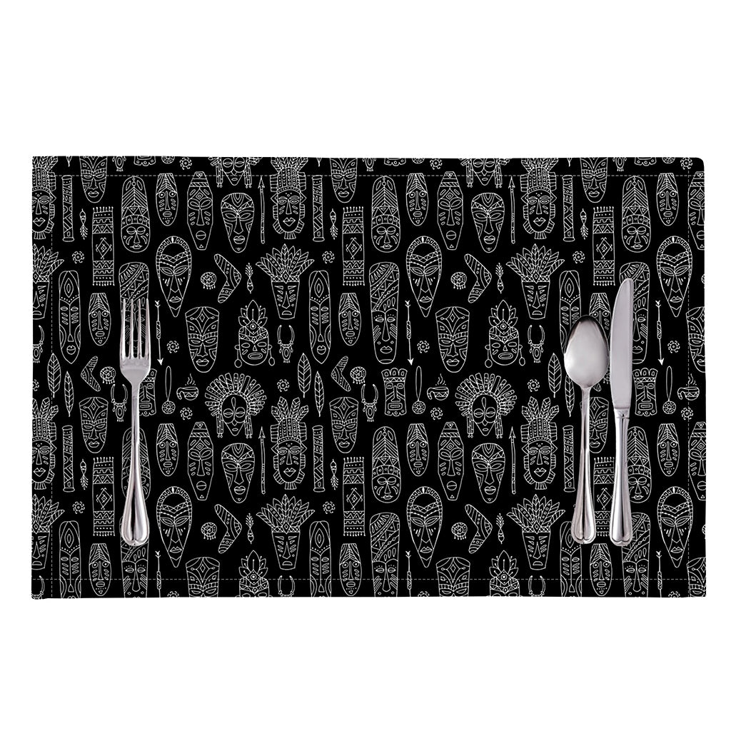 Black And White Totem Pattern Print Placemat