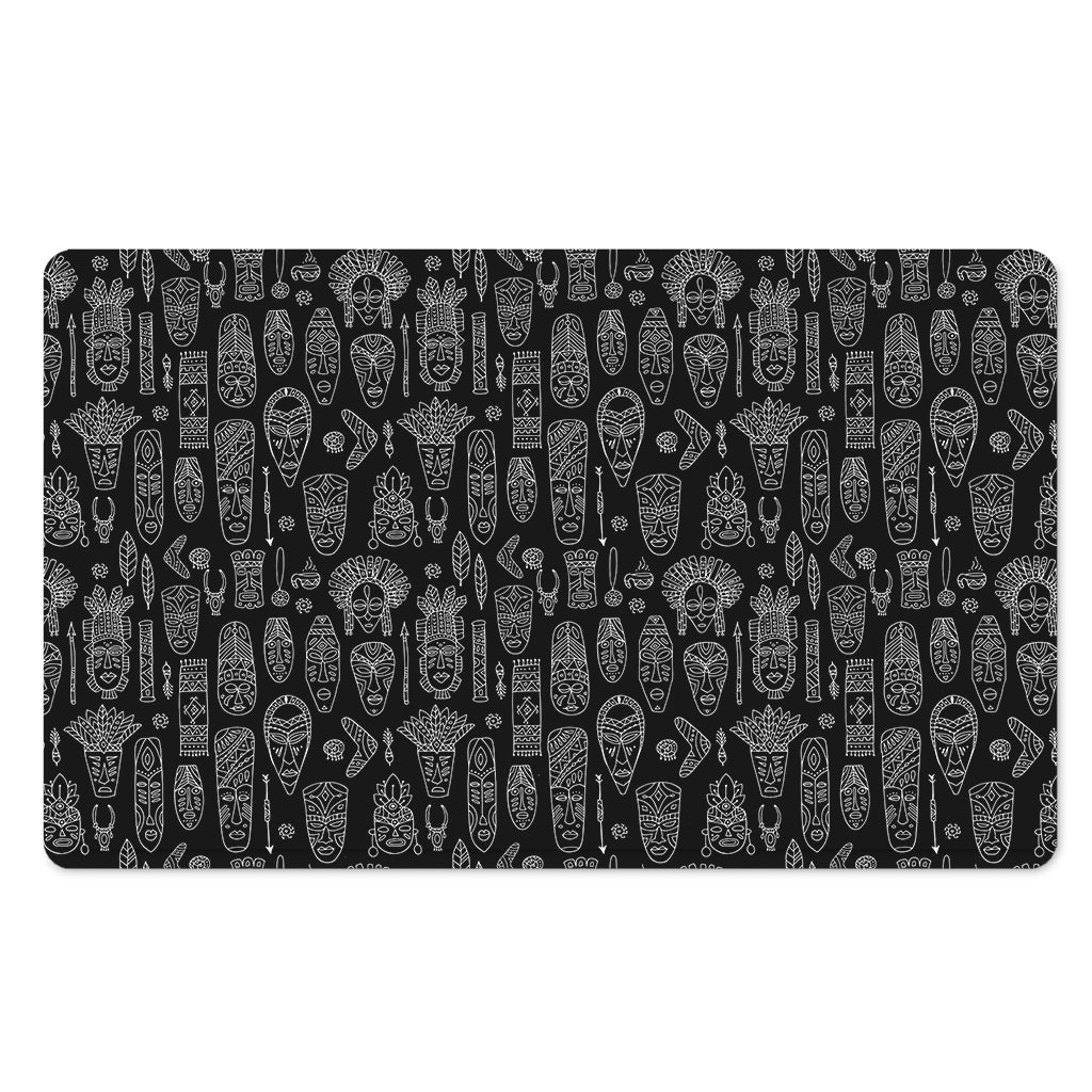 Black And White Totem Pattern Print Polyester Doormat
