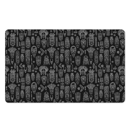 Black And White Totem Pattern Print Polyester Doormat
