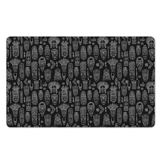 Black And White Totem Pattern Print Polyester Doormat