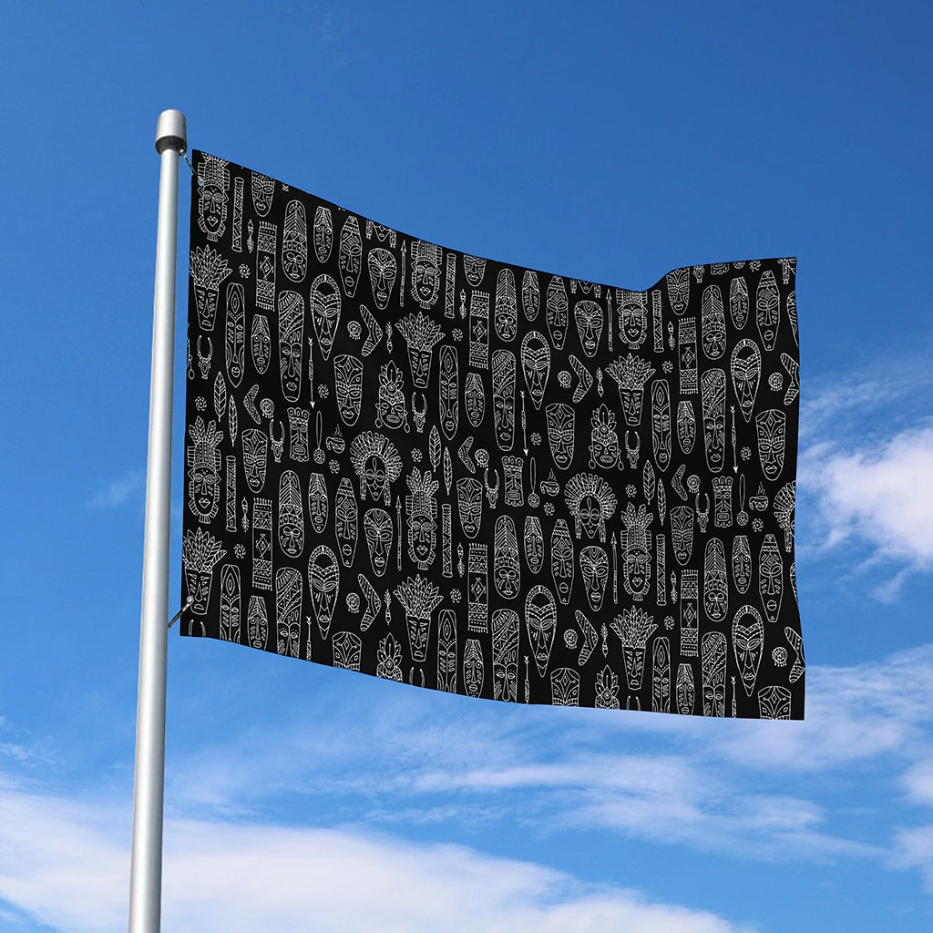 Black And White Totem Pattern Print Polyester Flag