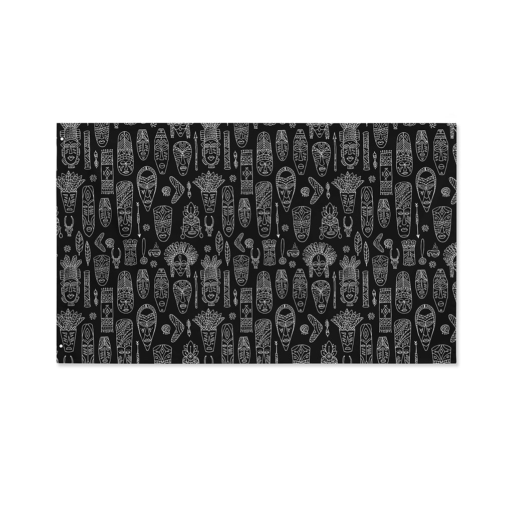 Black And White Totem Pattern Print Polyester Flag