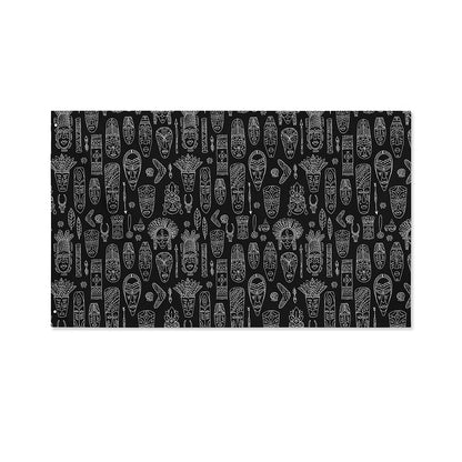Black And White Totem Pattern Print Polyester Flag