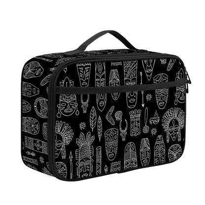 Black And White Totem Pattern Print Portable Lunch Bag