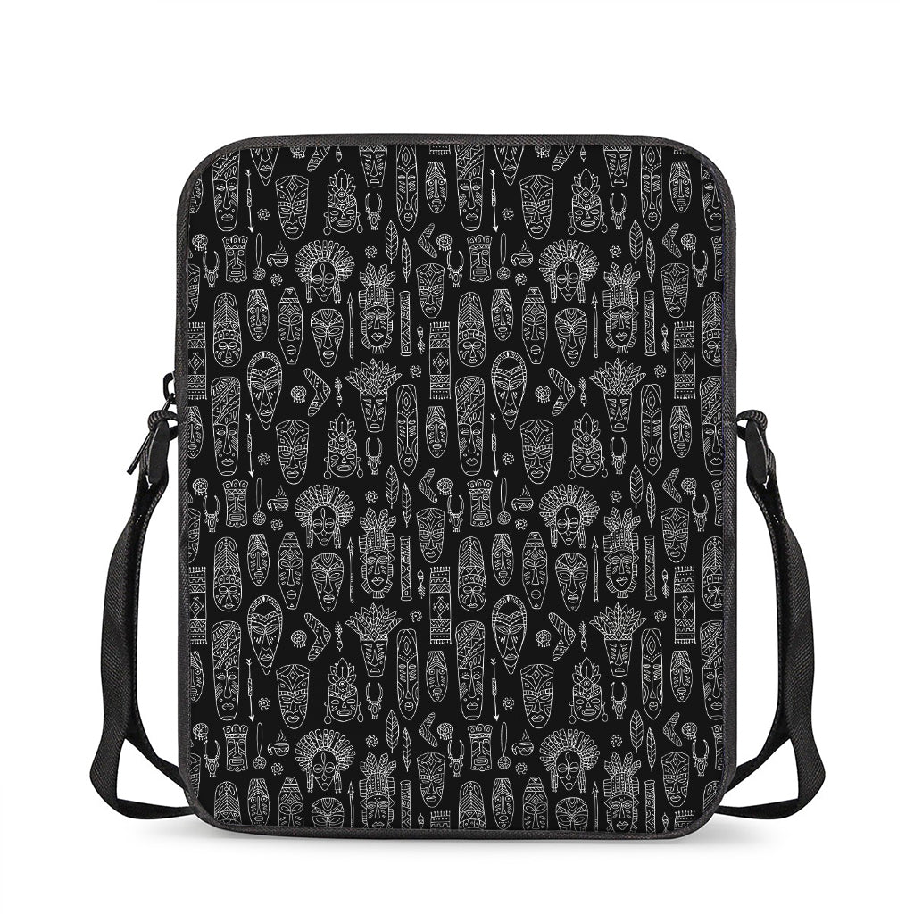 Black And White Totem Pattern Print Rectangular Crossbody Bag