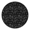 Black And White Totem Pattern Print Round Floor Mat