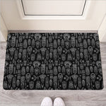 Black And White Totem Pattern Print Rubber Doormat