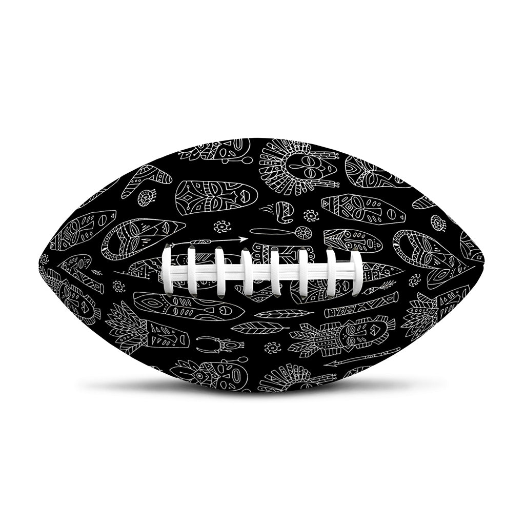 Black And White Totem Pattern Print Rugby Ball