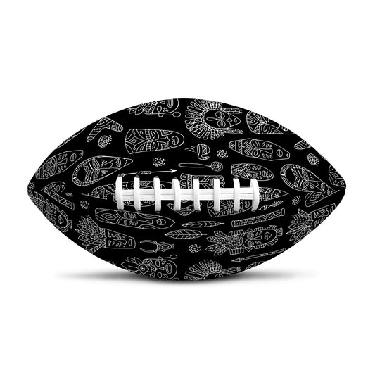 Black And White Totem Pattern Print Rugby Ball