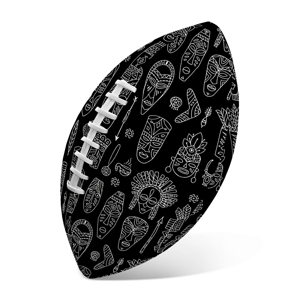 Black And White Totem Pattern Print Rugby Ball