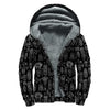 Black And White Totem Pattern Print Sherpa Lined Zip Up Hoodie