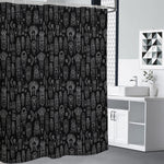 Black And White Totem Pattern Print Shower Curtain