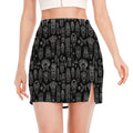 Black And White Totem Pattern Print Side Slit Mini Skirt