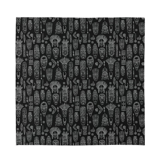 Black And White Totem Pattern Print Silk Bandana