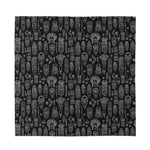 Black And White Totem Pattern Print Silk Bandana