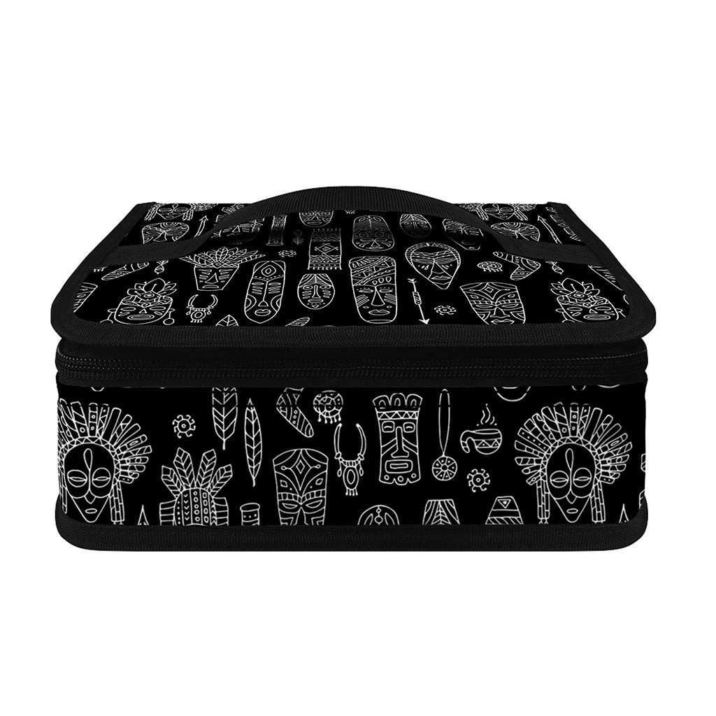 Black And White Totem Pattern Print Small Lunch Bag