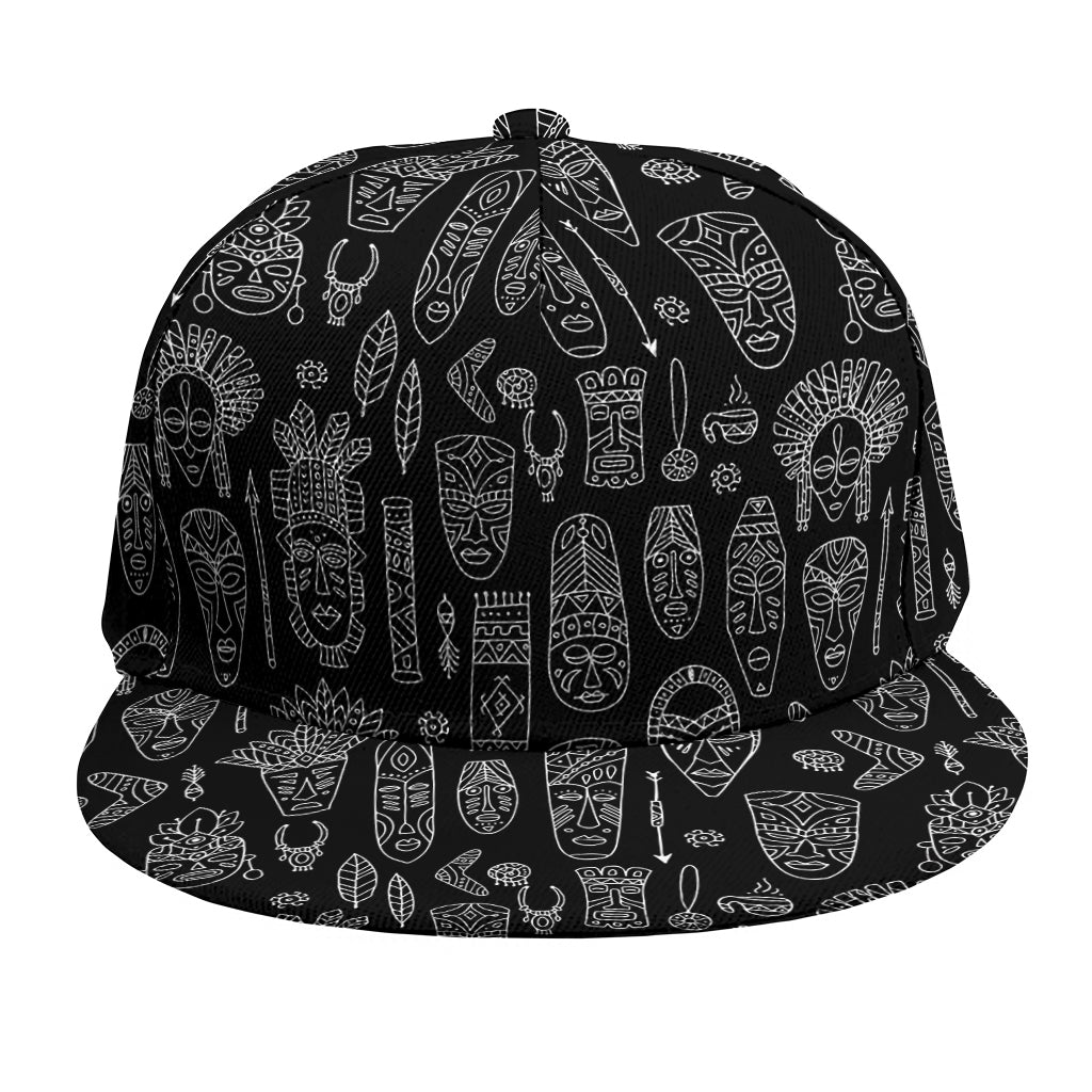 Black And White Totem Pattern Print Snapback Cap